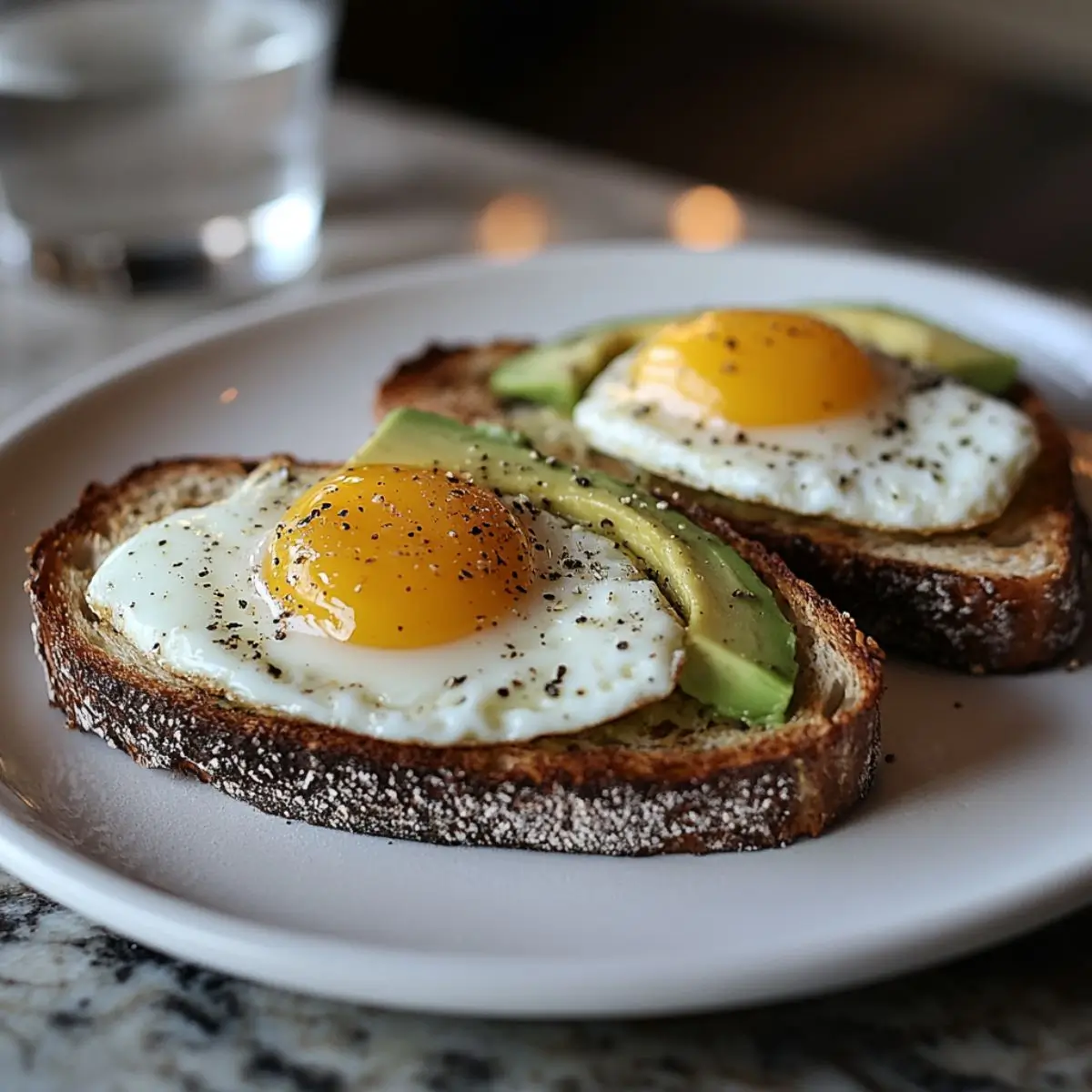 Avocado Toast With A Fried Egg, Smoked Salmon, And Cherry Tomatoes.